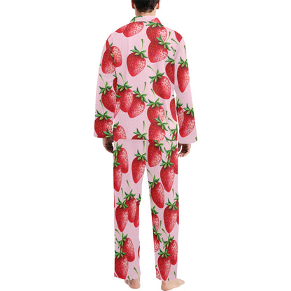 Strawberry Pattern Print Design SB03 Men's Long Sleeve Pajama Set