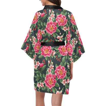 Summer Floral Pattern Print Design SF06 Women's Short Kimono