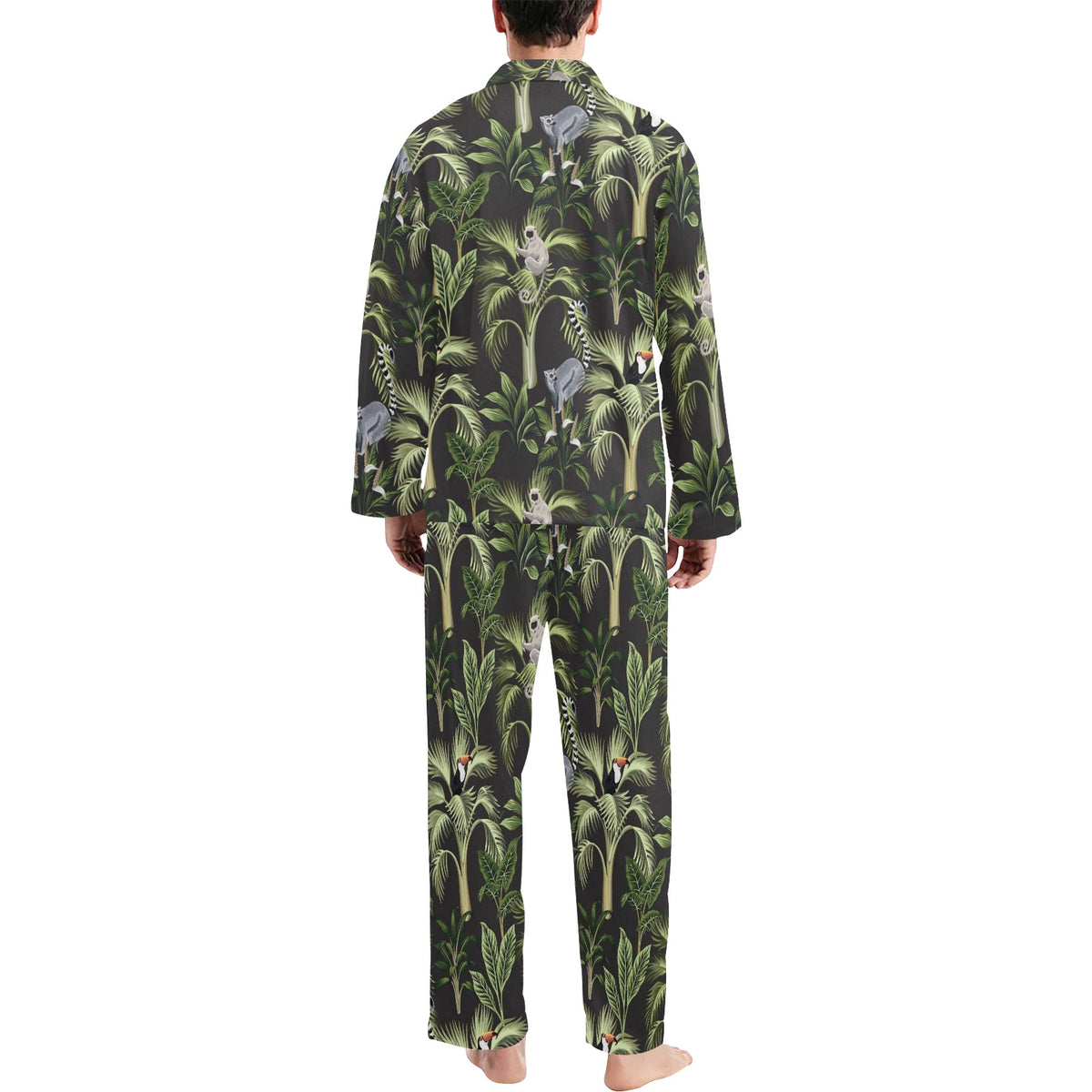 Rainforest Pattern Print Design RF05 Men's Long Sleeve Pajama Set