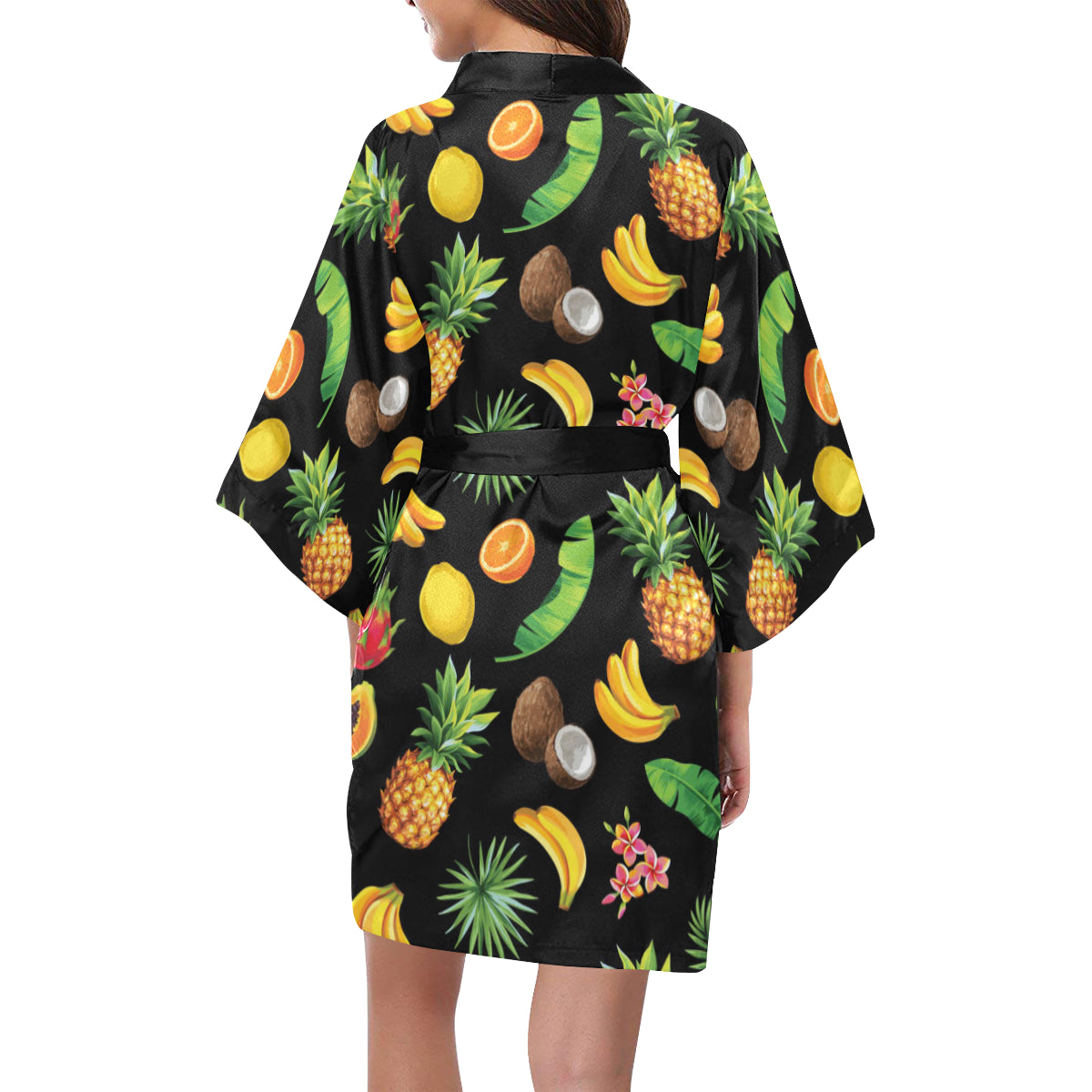 Tropical Fruits Pattern Print Design TF03 Women's Short Kimono