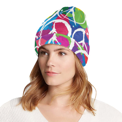 Peace Sign Colorful Pattern Print Design A02 Unisex Beanie