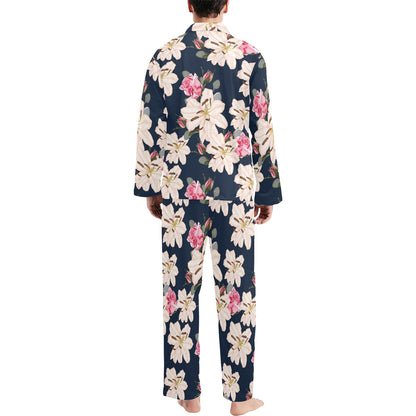 Lily Pattern Print Design LY04 Men's Long Sleeve Pajama Set