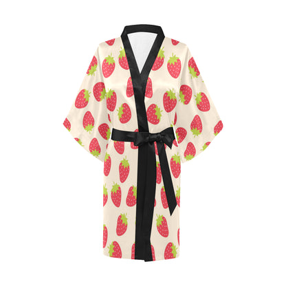 Strawberry Pattern Print Design SB02 Women's Short Kimono