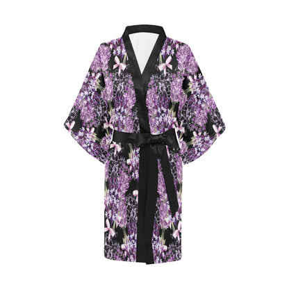 Lavender Pattern Print Design LV06 Women's Short Kimono