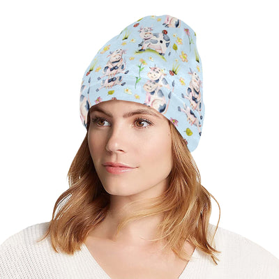 Cow Happy Pattern Print Design 05 Unisex Beanie