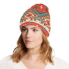 Aztec Red Print Pattern Unisex Beanie