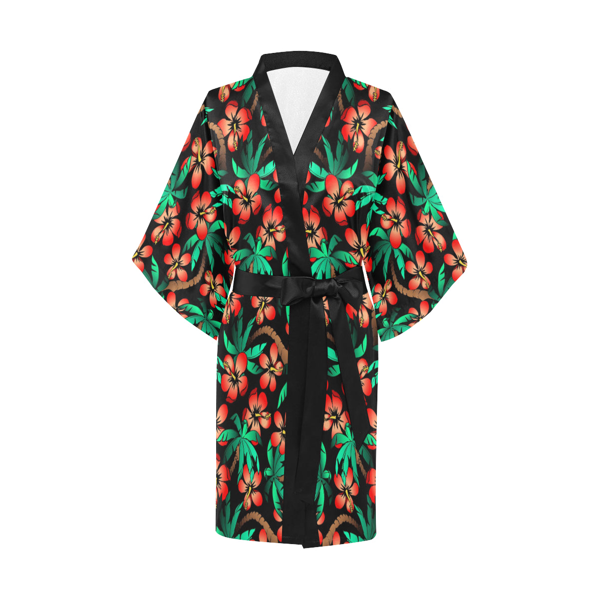 Hawaiian Themed Pattern Print Design H022 Women's Short Kimono