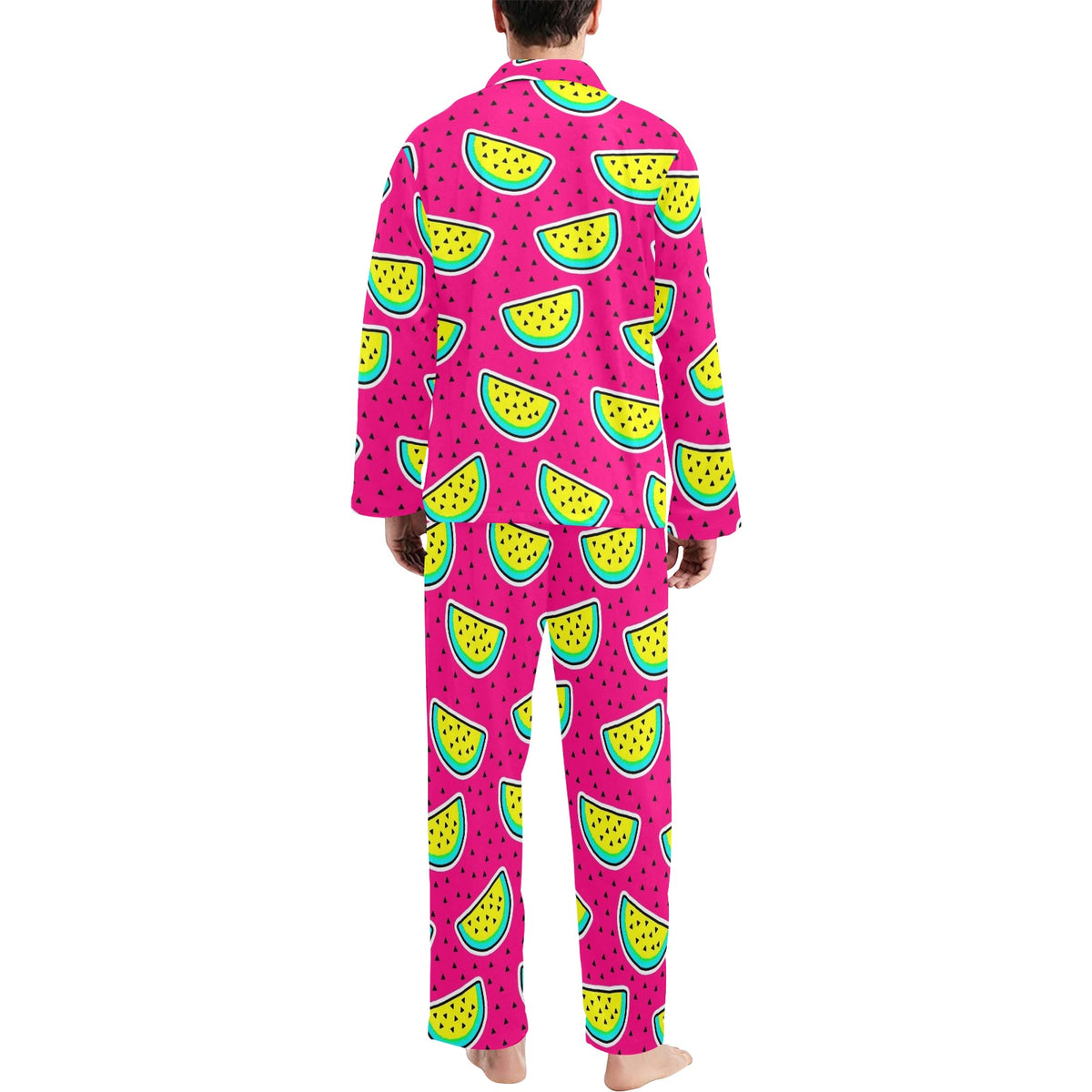 Watermelon Pattern Print Design WM04 Men's Long Sleeve Pajama Set