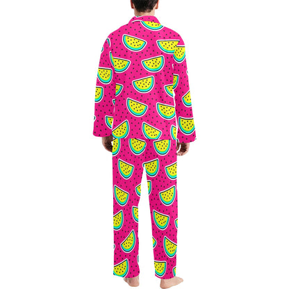 Watermelon Pattern Print Design WM04 Men's Long Sleeve Pajama Set