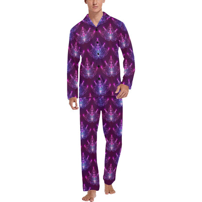 lotus Pattern Print Design LO01 Men's Long Sleeve Pajama Set