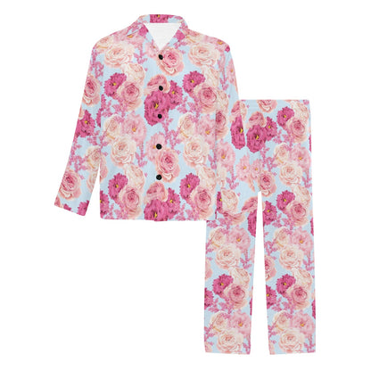 Lisianthus Pattern Print Design LT05 Men's Long Sleeve Pajama Set