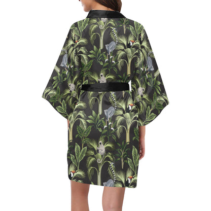 Rainforest Pattern Print Design RF05 Women's Short Kimono