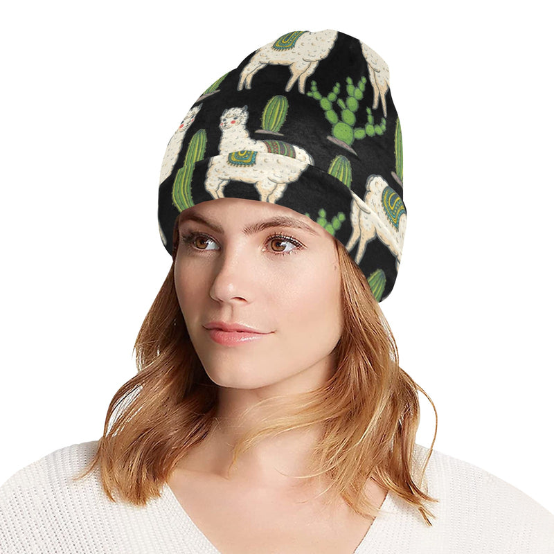 Llama Cactus Pattern Print Design 011 Unisex Beanie