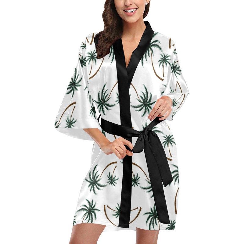 Palm Tree Pattern Print Design PT07 Women's Short Kimono