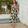 Yellow Plumeria Hawaiian Flowers Sleeveless Long Dress