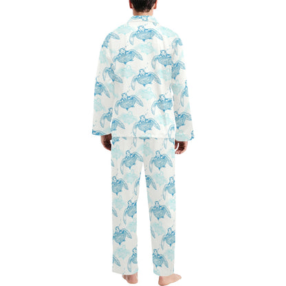 Sea Turtle Pattern Print Design T01 Men's Long Sleeve Pajama Set
