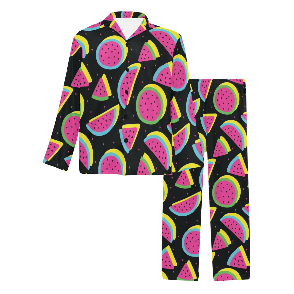 Watermelon Pattern Print Design WM07 Men's Long Sleeve Pajama Set