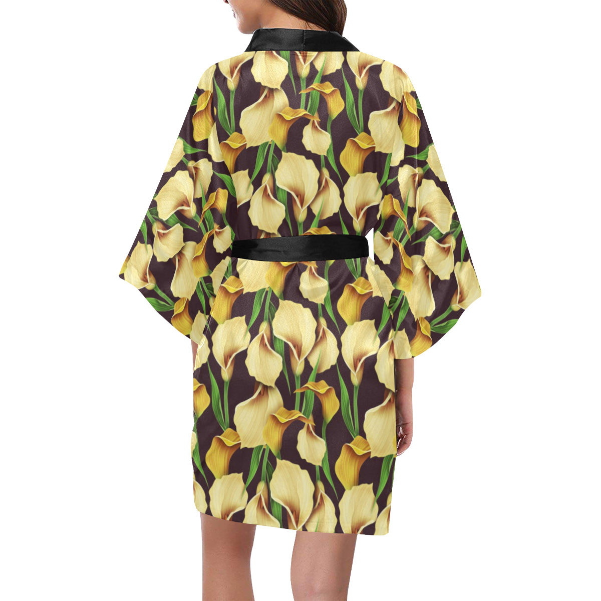 Lily Pattern Print Design LY013 Women's Short Kimono