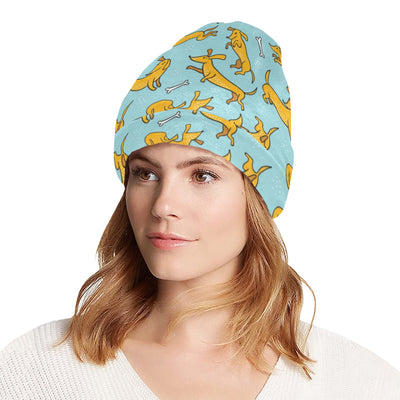 Dachshund Pattern Print Design 08 Unisex Beanie