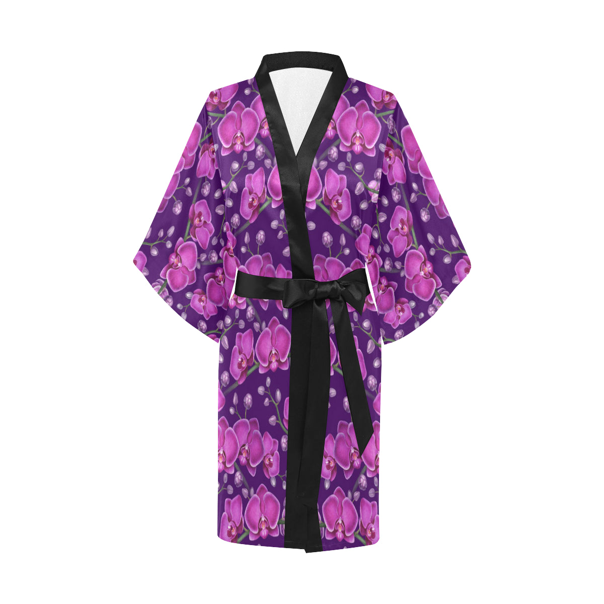Orchid Purple Pattern Print Design OR02 Women's Short Kimono