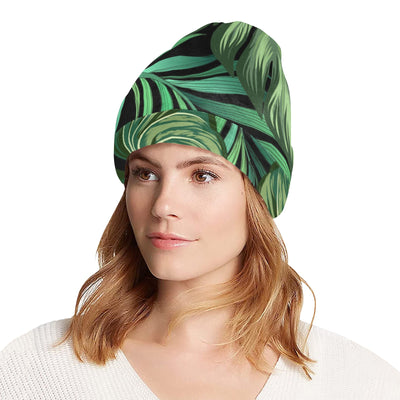 Green Fresh Tropical Palm Leaves Unisex Beanie