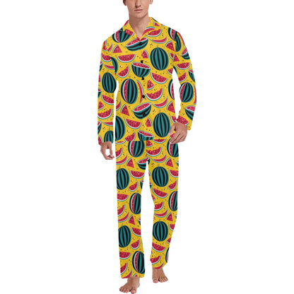 Watermelon Pattern Print Design WM02 Men's Long Sleeve Pajama Set