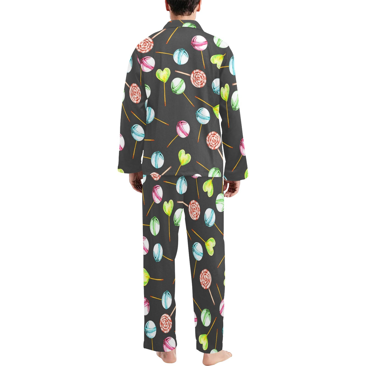 Lollipop Pattern Print Design LL02 Men's Long Sleeve Pajama Set