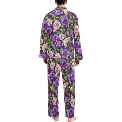 Lisianthus Pattern Print Design LT03 Men's Long Sleeve Pajama Set