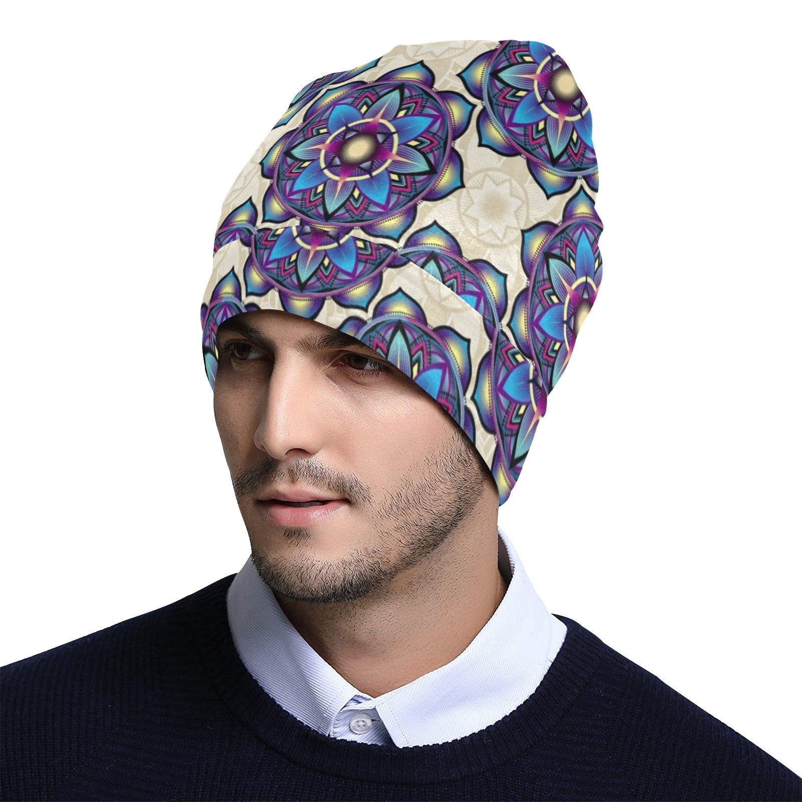 lotus Boho Pattern Print Design LO08 Unisex Beanie