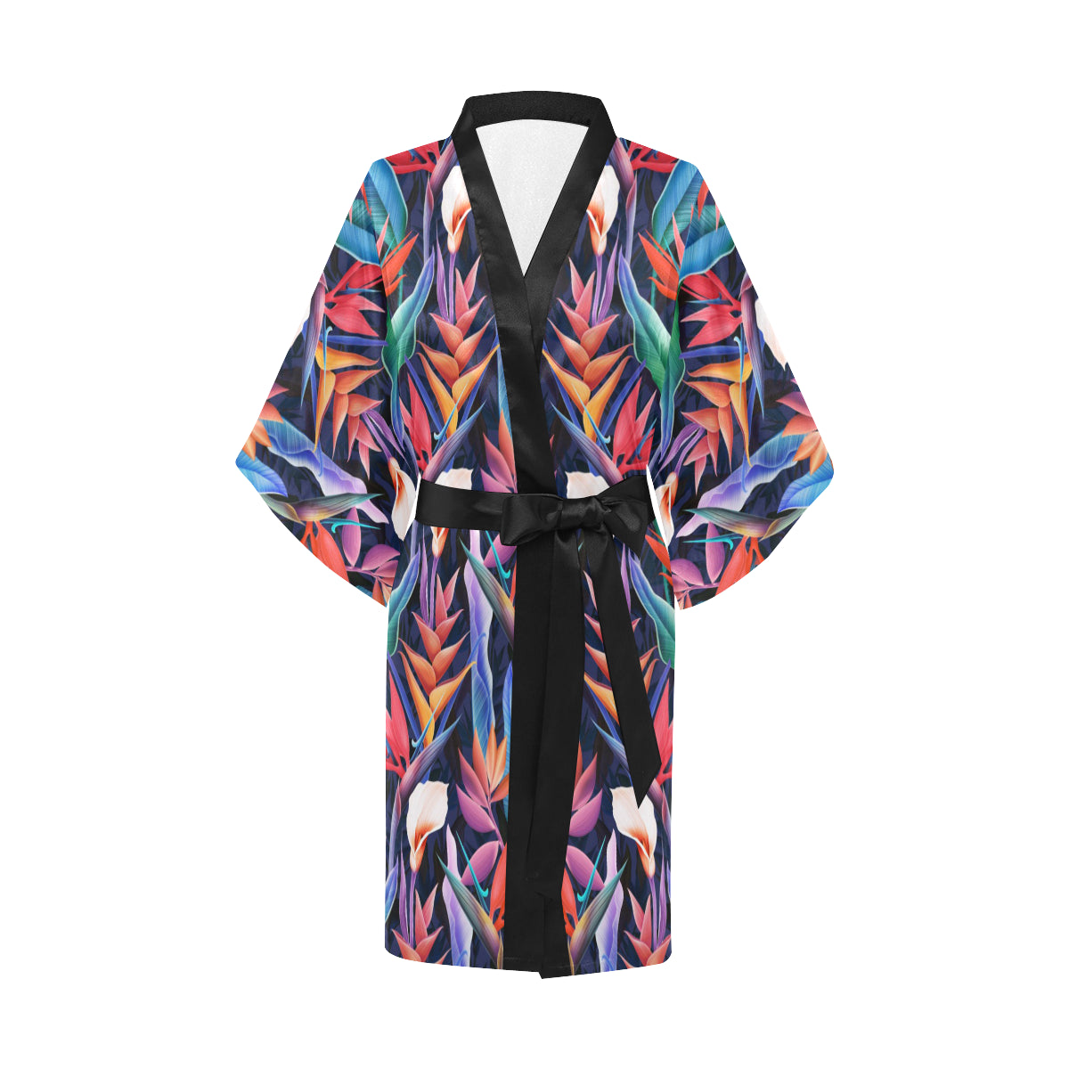 Tropical Flower Pattern Print Design TF023 Women's Short Kimono