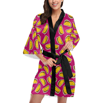 Taco Pattern Print Design TC01 Women's Short Kimono