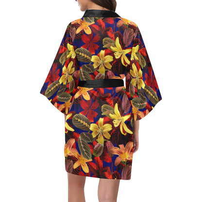 Lily Pattern Print Design LY014 Women's Short Kimono