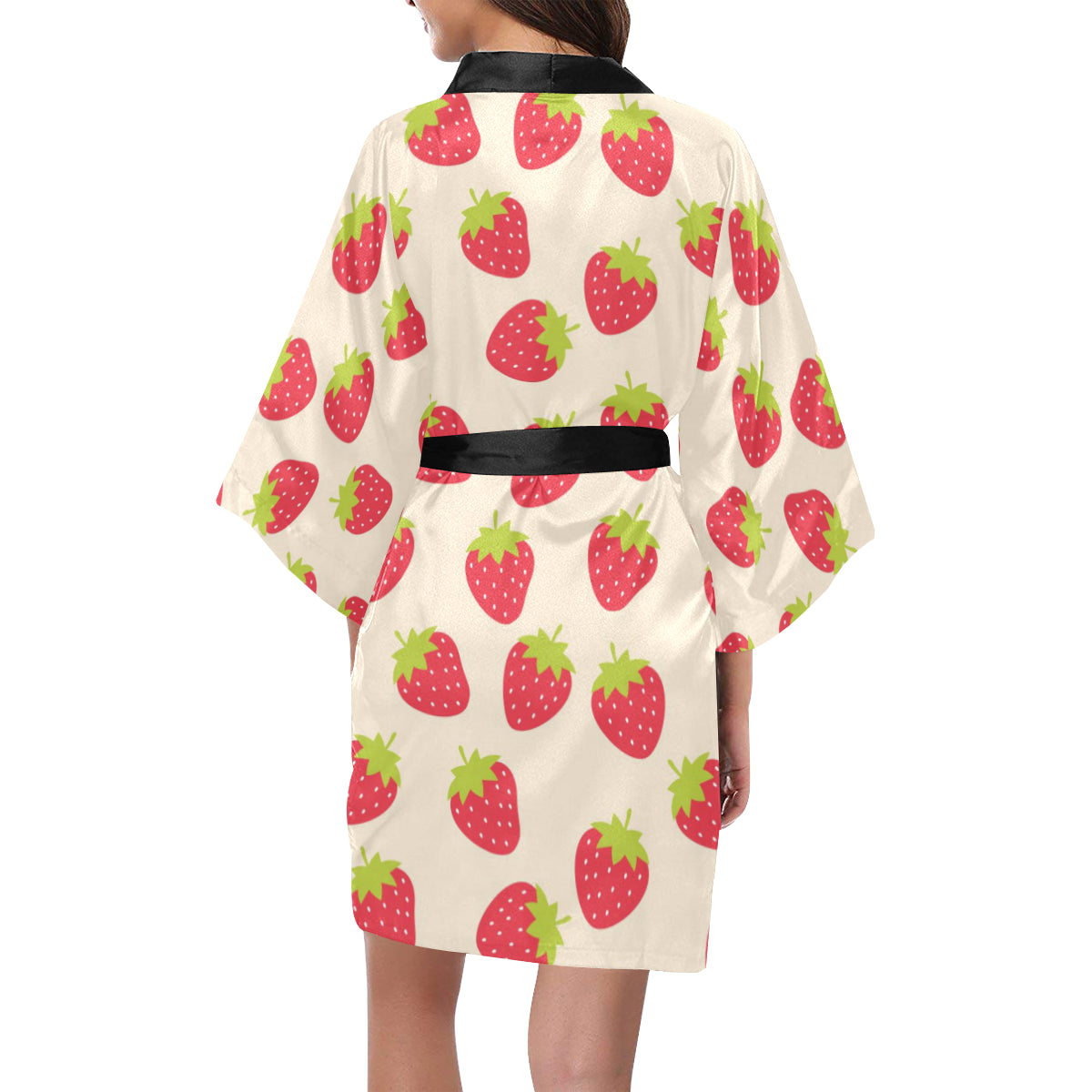 Strawberry Pattern Print Design SB02 Women's Short Kimono