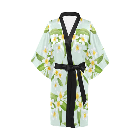 Yellow Plumeria Pattern Print Design PM024 Women's Short Kimono