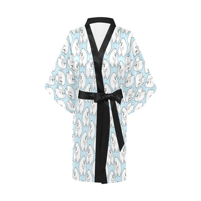 Polar Bear Pattern Print Design PB08 Women's Short Kimono