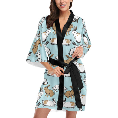 Rabbit Pattern Print Design RB018 Women's Short Kimono