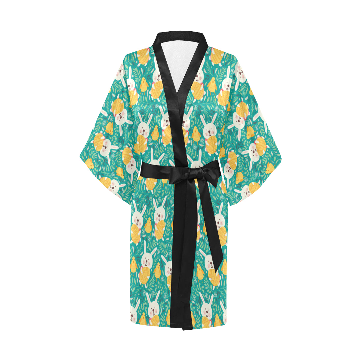 Easter Eggs Pattern Print Design RB02 Women's Short Kimono