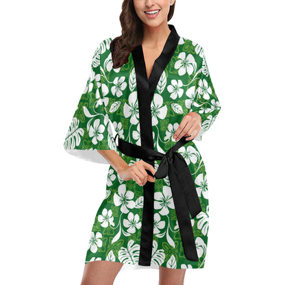 Hawaiian Themed Pattern Print Design H016 Women's Short Kimono