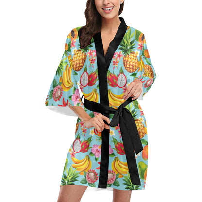 Tropical Fruits Pattern Print Design TF01 Women's Short Kimono