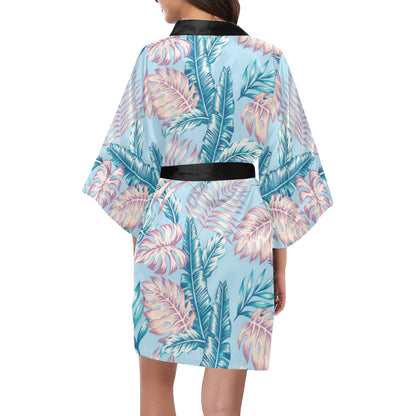 Tropical Flower Pattern Print Design TF01 Women's Short Kimono