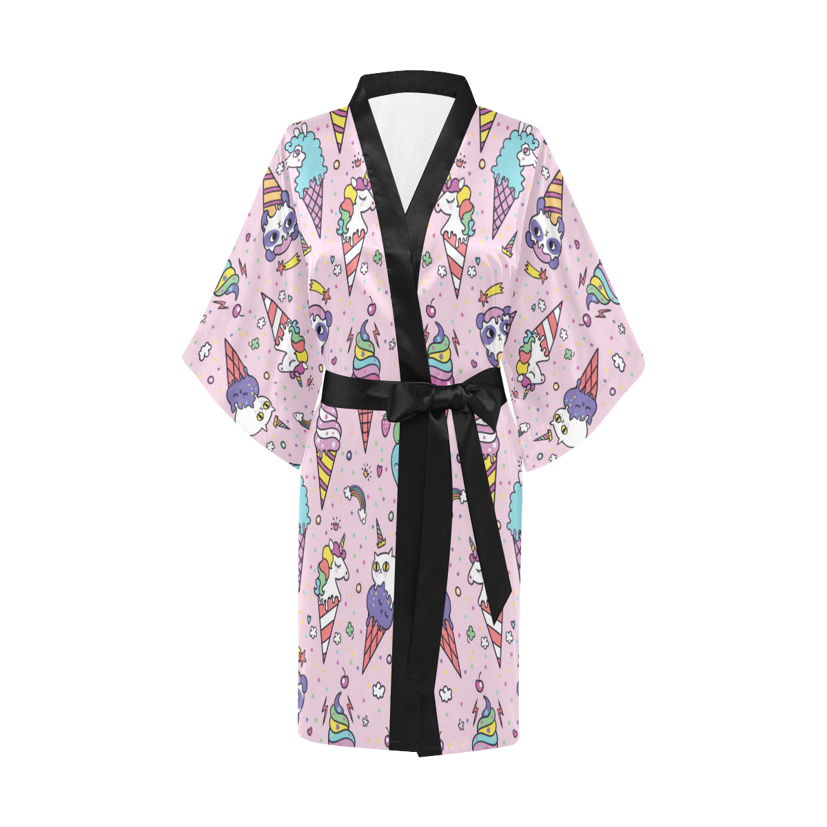 Ice Cream Pattern Print Design IC05 Women's Short Kimono