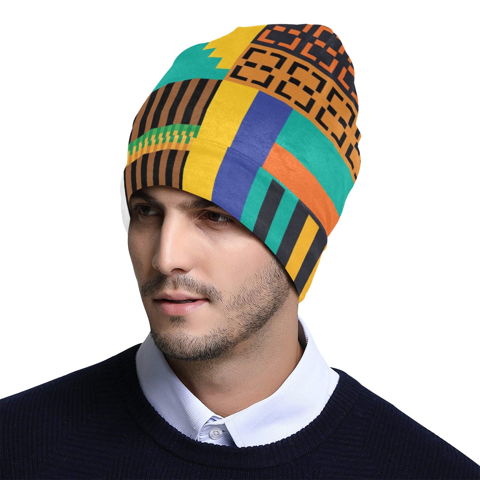 Kente Pattern Print Design 03 Unisex Beanie