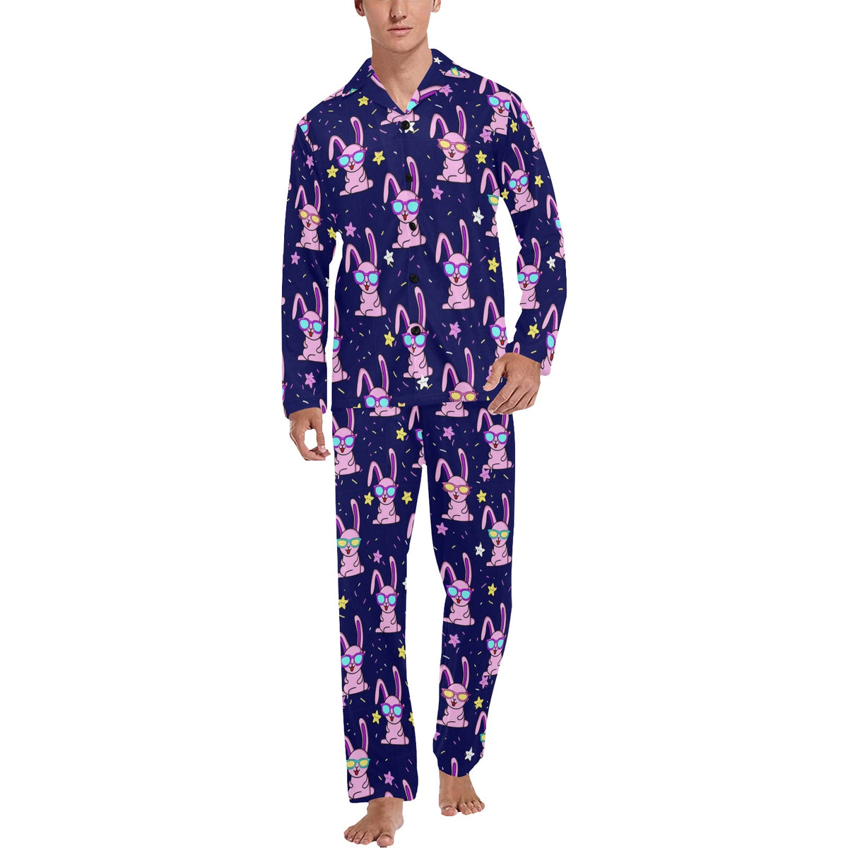 Rabbit Baby Pattern Print Design RB015 Men's Long Sleeve Pajama Set