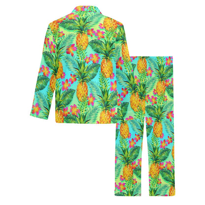 Pineapple Pattern Print Design PP010 Men's Long Sleeve Pajama Set