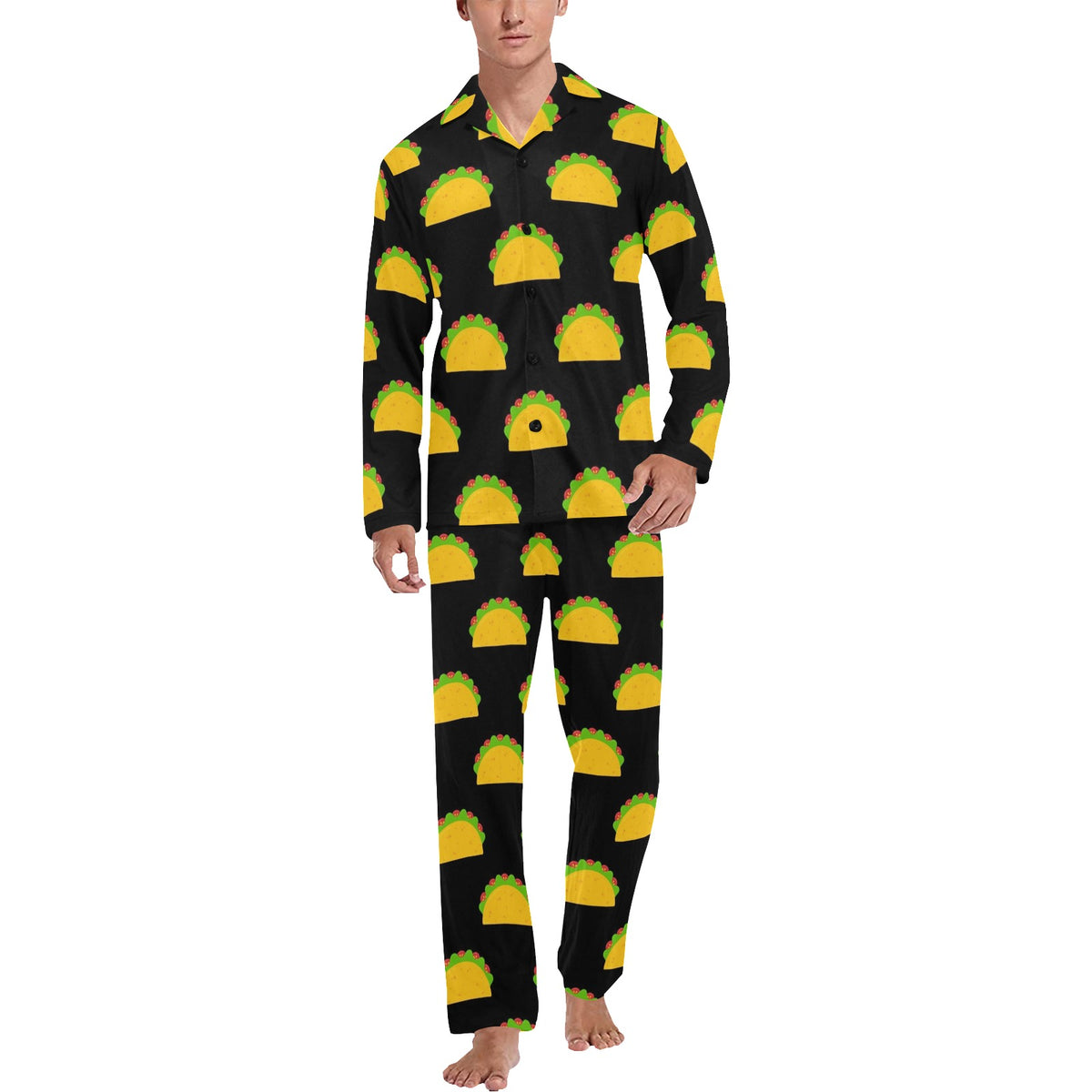 Taco Pattern Print Design TC06 Men's Long Sleeve Pajama Set