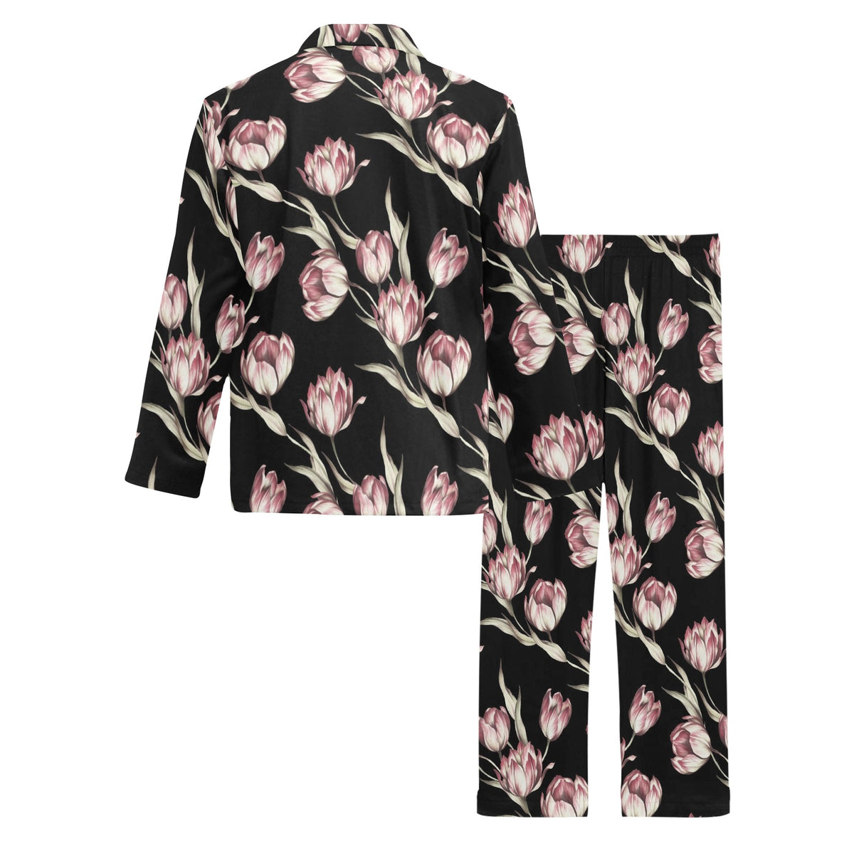 Tulip Pink Pattern Print Design TP02 Men's Long Sleeve Pajama Set