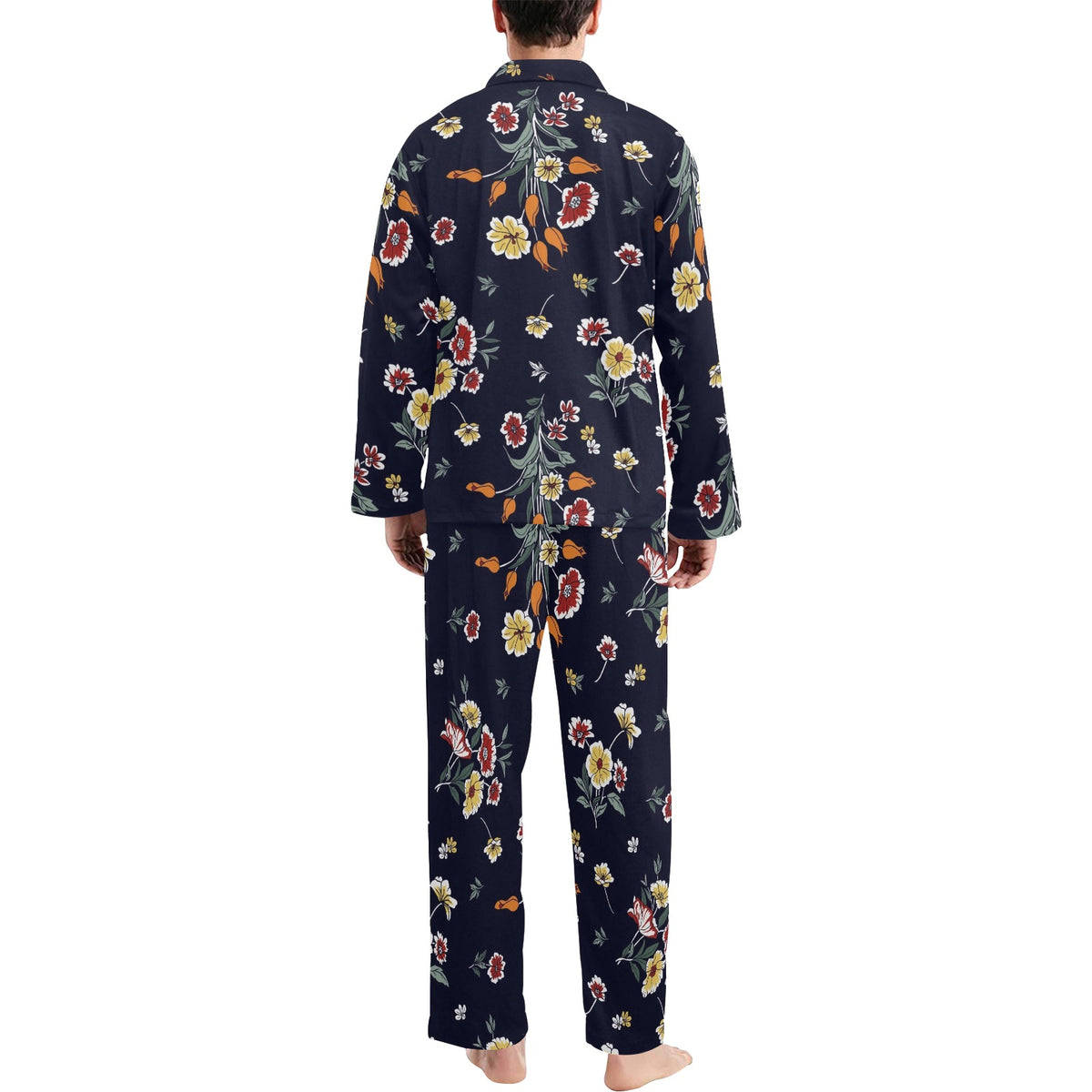 Summer Floral Pattern Print Design SF01 Men's Long Sleeve Pajama Set