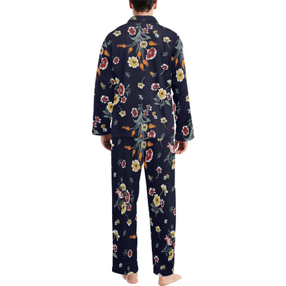 Summer Floral Pattern Print Design SF01 Men's Long Sleeve Pajama Set