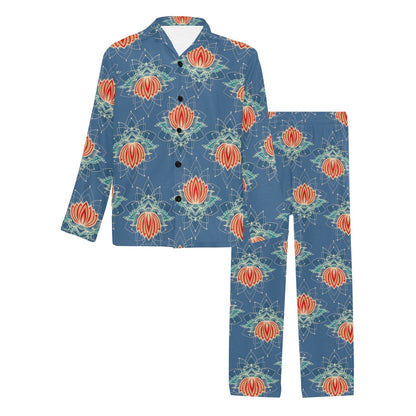 lotus Boho Pattern Print Design LO07 Men's Long Sleeve Pajama Set
