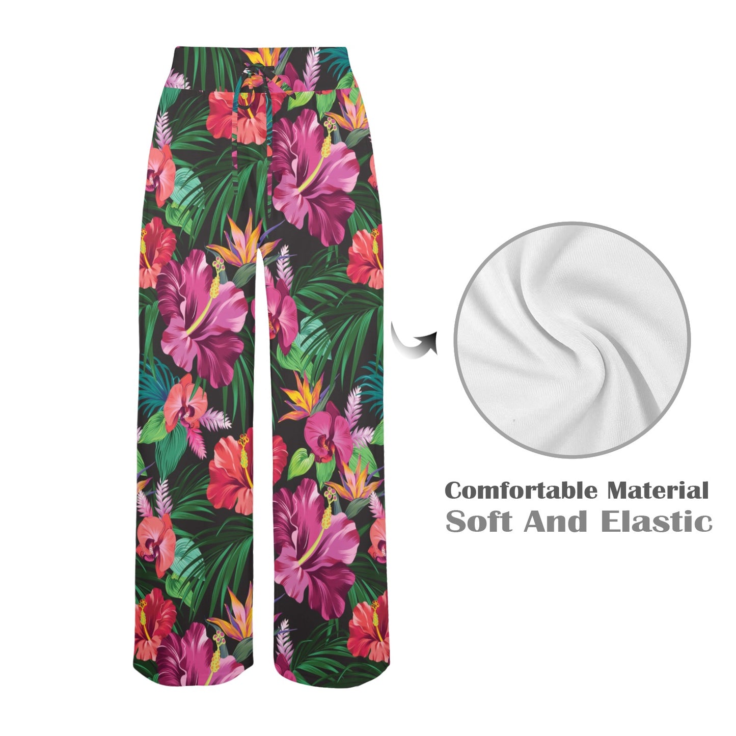Hibiscus Hawaiian Design Print Pattern Women's Wide Leg Lounge Pants